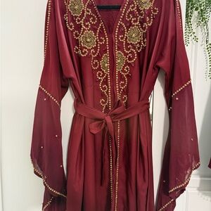 Elegant Burgundy Embellished Dress